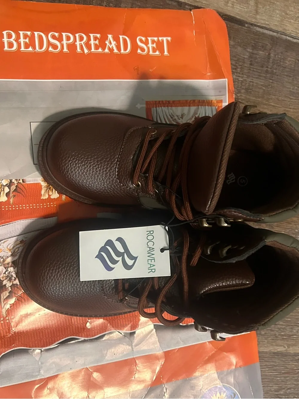 Rocawear Kids Dark Brown Lace-Up Leather Boots